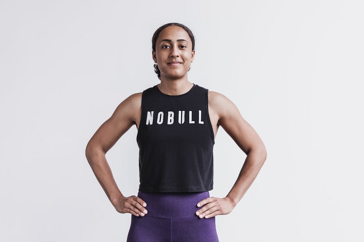 Nobull Muscle Women\'s Tank Tops Black White | Australia (DN8716)